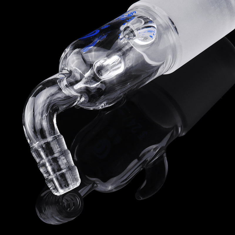 24/29 Glass Vacuum Adapter Air Exhaust Connector Right Angle Bend Two Sides Ears Ground Joint to Hose Connection