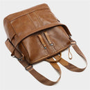 Leather Backpack Travel Camping Shoulder Bag Waterproof Cross body Rucksack School Bag Handbag