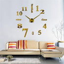 New 3D DIY Mirror Surface Wall Clocks Living Meeting Room Decorative Wall Watches