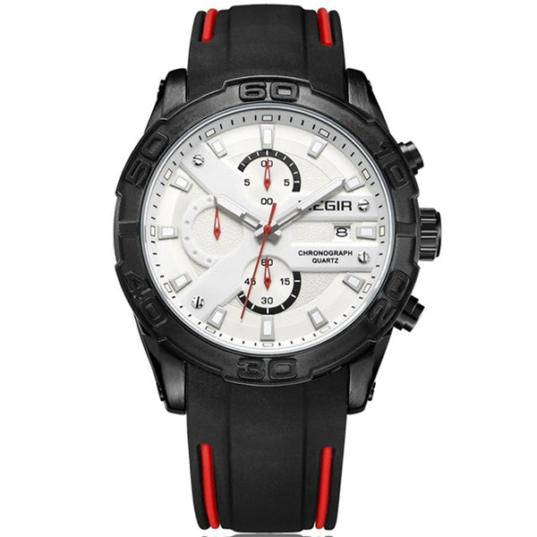 MEGIR 2055 Sport Watch Men Quartz Chronograph Black Male Wrist Watch