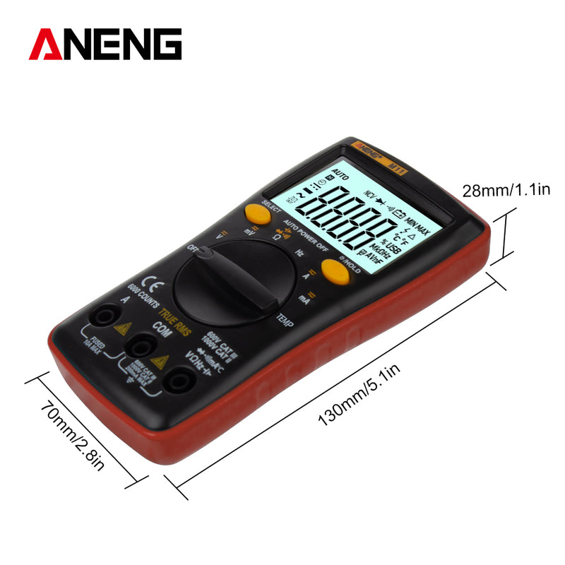 ANENG M11 Auto Digital Multimeter Backlight 6000 Counts AC/DC Transform Ohm Ammeter Resistance Battery Capacitance Temperature Test
