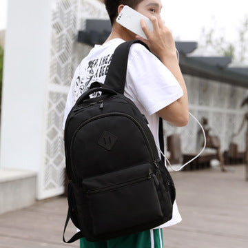 Simple Casual Backpack USB Charging Large Capacity Laptop Bag