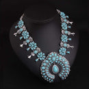 Bohemia Turquoise Blossom Necklace Flower Pendant Chain Choker Best Gifts For Women