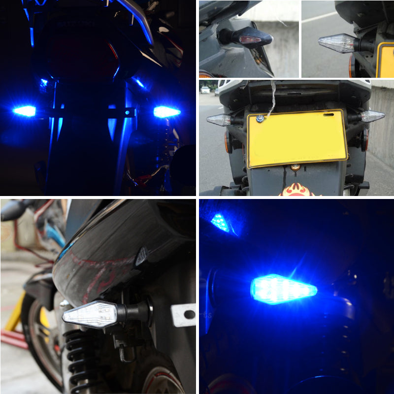 4Pcs Universal 10LED 12V 1W Motorcycle Turn Signal Lights Indicator Amber Blue