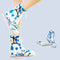 1Pair PVC Reusable Rain Shoe Covers Non-slip Boots Thicken Soles Raincoats Impermeable Blue Plum Flower Overshoes