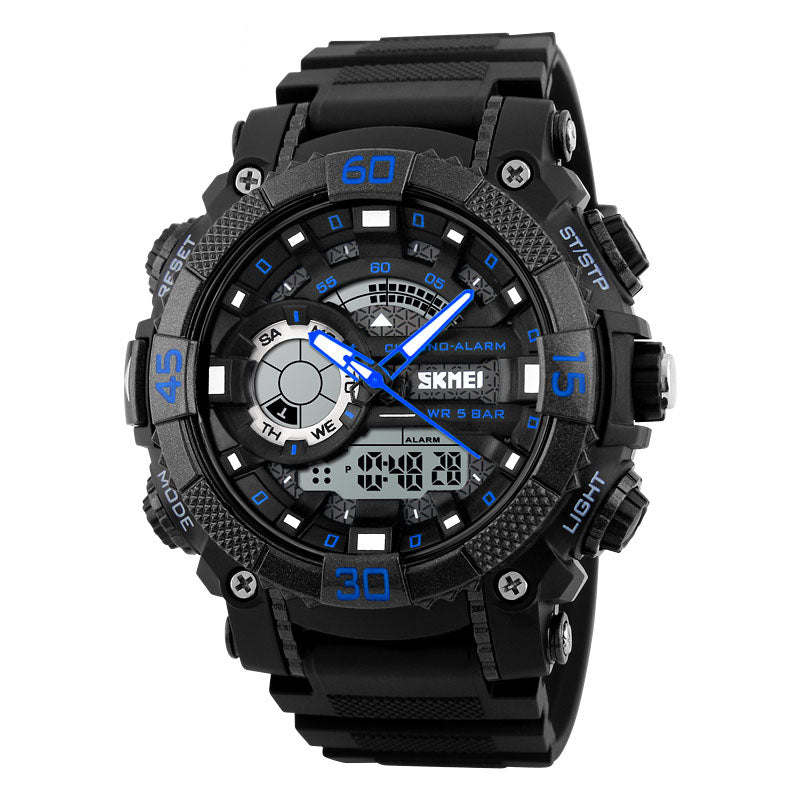 SKMEI 1228 Dual Display Multifunction Digital Quartz 50M Waterproof Chronograph LED Watch