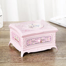 Classical Dressing Table Rotating Girl Music Box With Makeup Mirror Drawer Couple Music Box