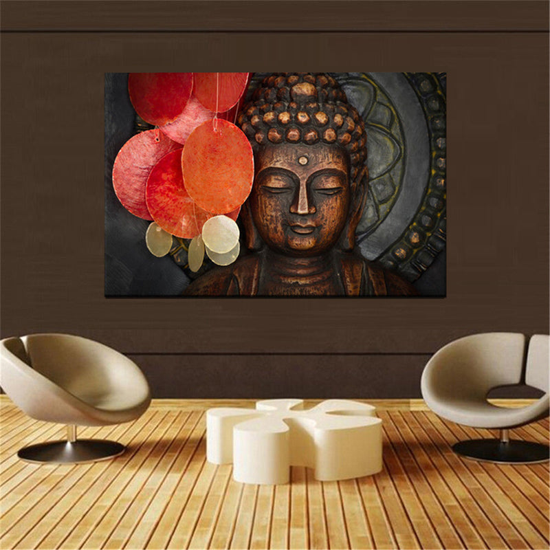 HD Statue Meditation Painting Print on Cambric Home Room Wall Sticker Art Decor