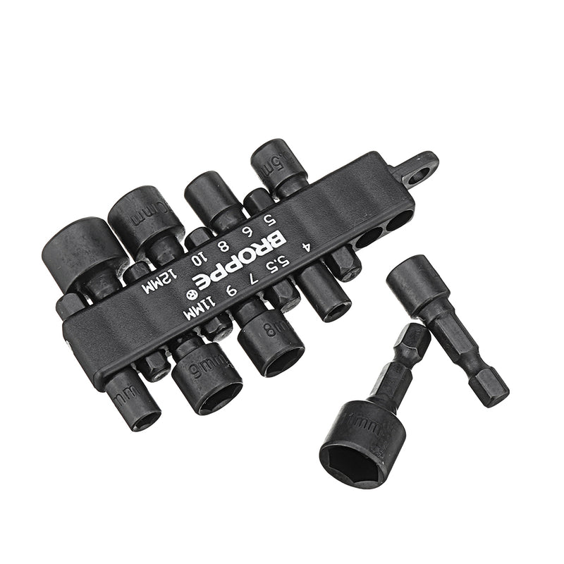 BROPPE 10Pcs 1/4 Inch Hex Shank Power Nut Driver Drill Bit Set Metric Socket Wrench Screw Screwdriver