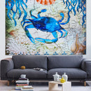 Blue Crab Tapestry Wall Art Hanging for Bedroom Living Room Dorm Wall Blankets