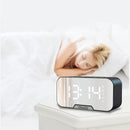 Digital Mirror Alarm Clock bluetooth Speaker with TF Card Slot FM Radio Phone Stand Full Screen LED Mirror Table Clock Time Date Temperature Display Home Decorations