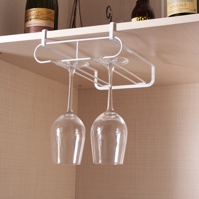 White Metal Fresh Bar Champagne Wine Glass Holder Rack Storage Cabinet Hanging