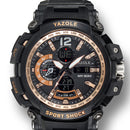 YAZOLE 481 482 Sport Stopwatch Timing Calendar Week Luminous Dual Display Digital Watch