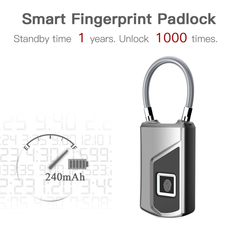 Anytek L1 Waterproof Smart Fingerprint Padlock Keyless Door Lock USB Charge Anti-theft