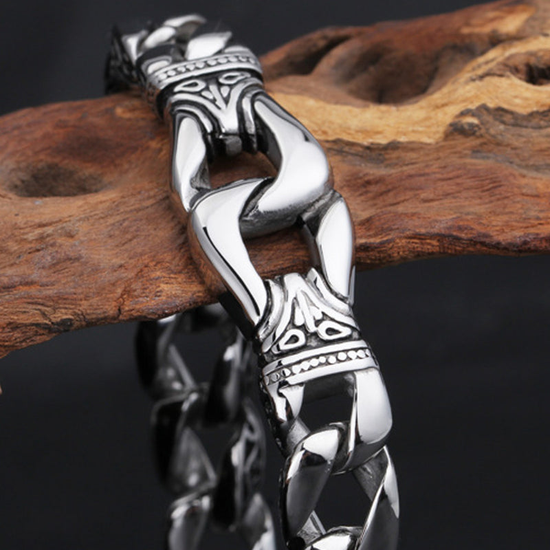 Men's Stainless Steel Polished Silver Heavy Huge Curb Link Chain Bracelet Bangle