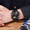SKMEI 1519 Creative Rolling Time Display Leather Strap 30M Waterproof Men Watch Quartz Watch