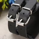 Men Punk Leather Bracelet Wristband Cuff Bangle 2 Layer
