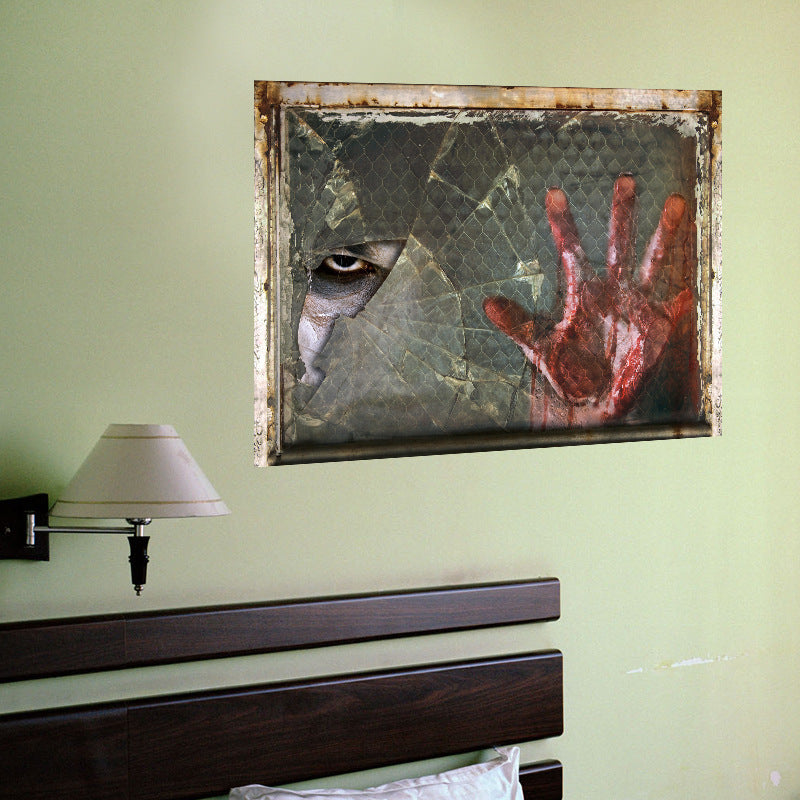 Miico Home Decorative Halloween Blood Hand Wall Sticker Girl Ghost Broken Wall Stickers