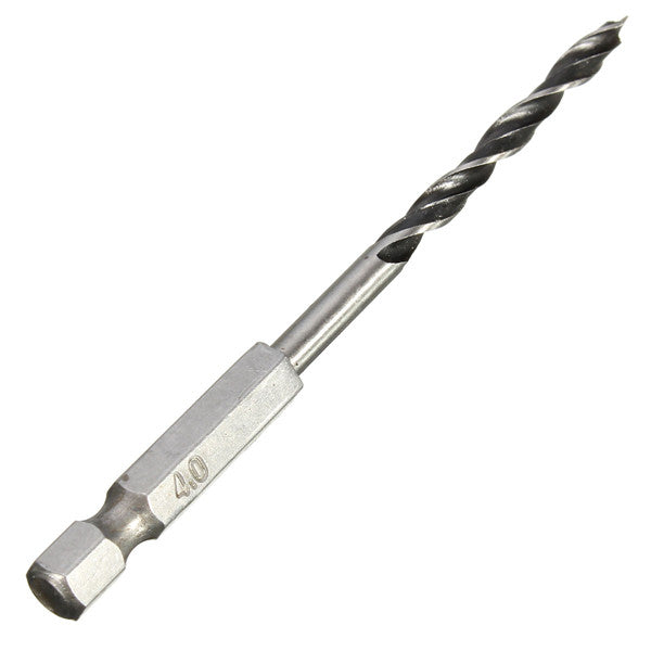 5pcs 4-10mm Hex Shank Wood Working Auger Drill Bit Four Slot Four Blade Bore Hole Twist Drill