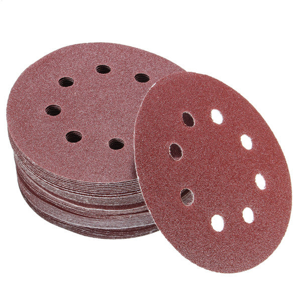 50pcs 5 Inch 8 Hole 80/120/180/240/320 Grit Sanding Disc Polishing Tool