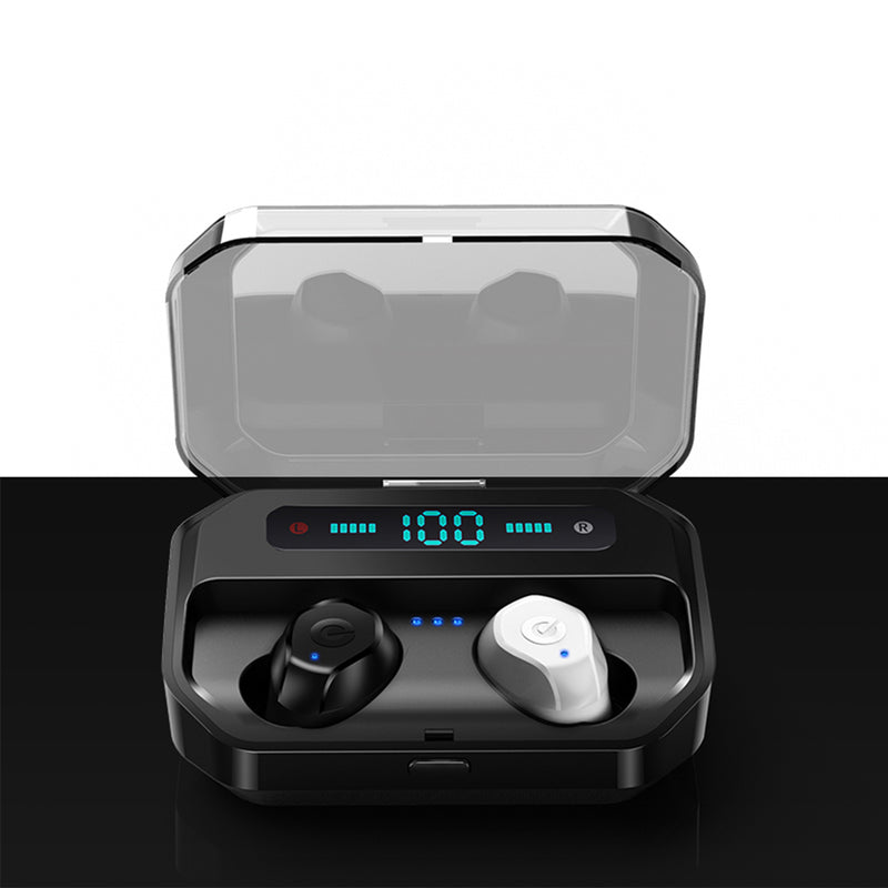 Dual bluetooth 5.0 TWS Wireless Earphone Digital Display IPX7 Waterproof In-ear Headphone with Mic Charging Box
