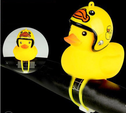 Cartoon Yellow Silica Broken Wind Duck Helmet Head Horn Motorcycle Bicycle Light Shining Mountain Bike Handlebar Head Light Bell Accessories