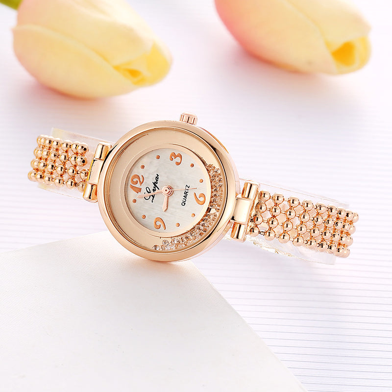 LVPAI P132 Elegant Design Shining Women Bracelet Watch Rhinestone Quartz Watch