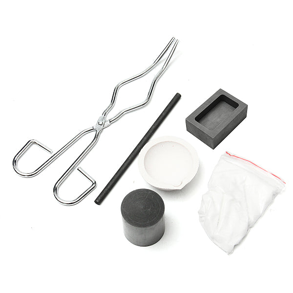 6Pcs Gold Silver Crucible Melting Borax Tongs Rod Graphite Ingot Mold Casting Kits