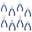 NEWACALOX 8Pcs 4.5inch Precision Pliers Set Mini Pliers Diagnoal Pliers Wire Cutting Long Nose Pliers Jewelry Making DIY Hand Tool Kit