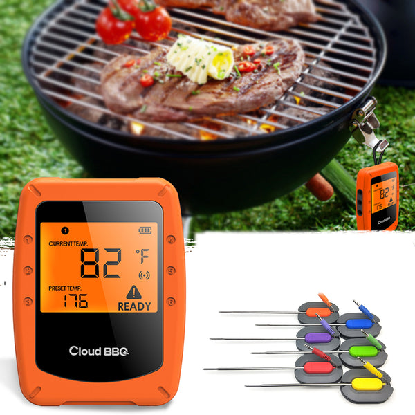 6 Probes Wireless Smart BBQ Thermometer Oven Meat Food bluetooth Wifi For IOS Android