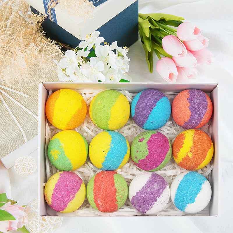 70g*12PCS Bath Salt B-ombs Balls Whitening Moisture Essential Oil Body Scrub Bath B-ombs Bath Shower Sponge