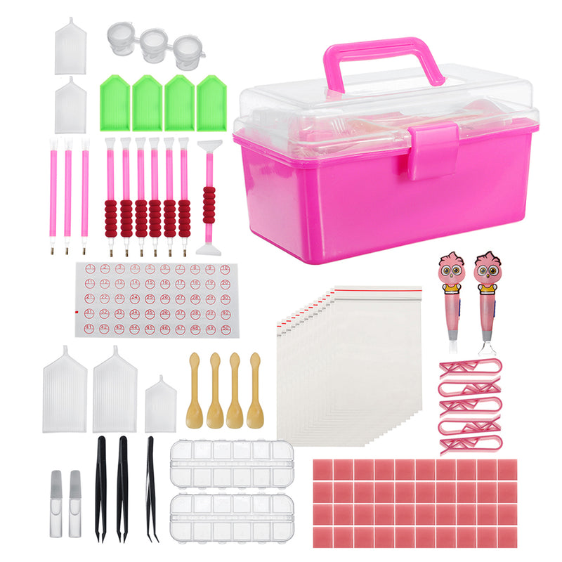 121Pcs 5D Diamond Painting Pen DIY Tools Kit Embroidery Cross Storage Box Stitch Tool