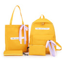 4Pcs/set Women Canvas Backpack Teenage Girls School Shoulder Bag Pen Bag Outdoor Travel