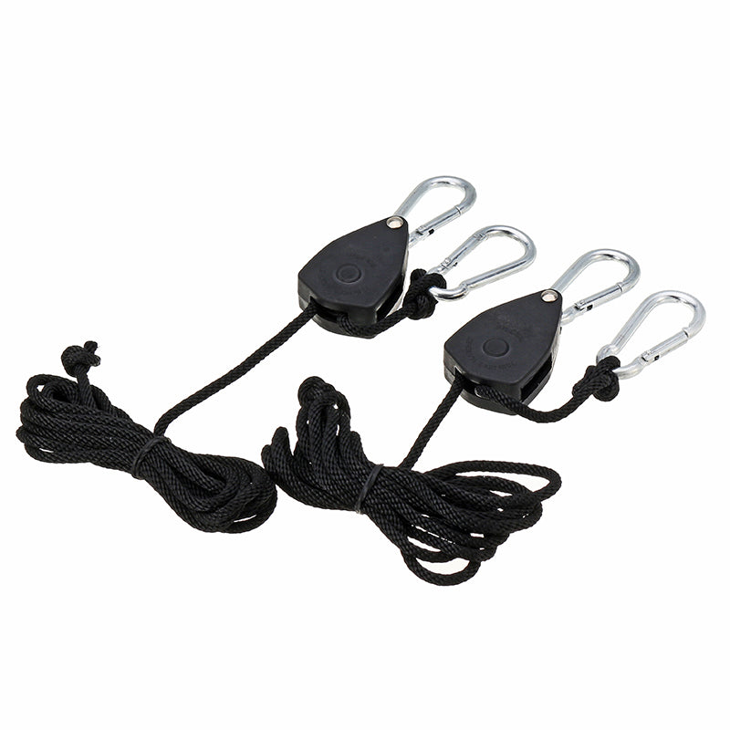2pcs 1/8 Inch Rope Ratchet Lifters Reflector Grow Light Hangers Zinc Alloy Hook Plastic Pulley 2m