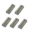 Excellway TB-2506 600V 25A 6 Position Terminal Block Barrier Strip Dual Row Screw Block Covered W/ Removable Clear Plastic Insulating Cover