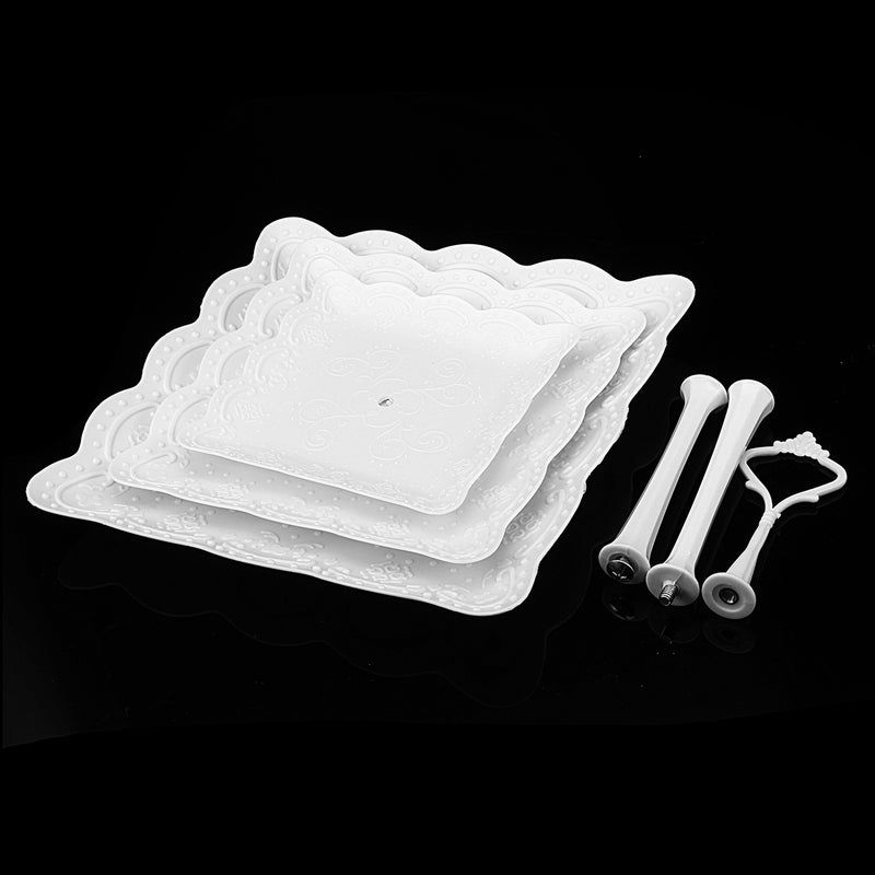 3 Tier Cake Stand Afternoon Tea Wedding Plates Party Embossed Display Tableware Cake Decorations