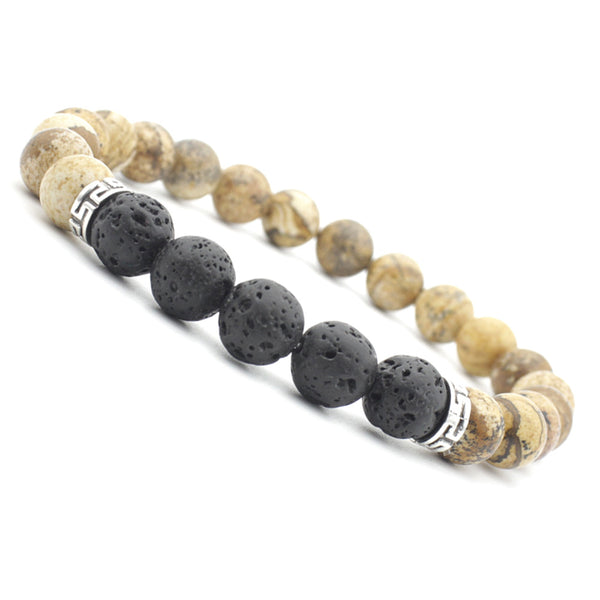 Ethnic Volcanic Rock Beads Bracelet Vintage Lava Rock Beads Adjustable Bracelet Jewelry Gift For Men