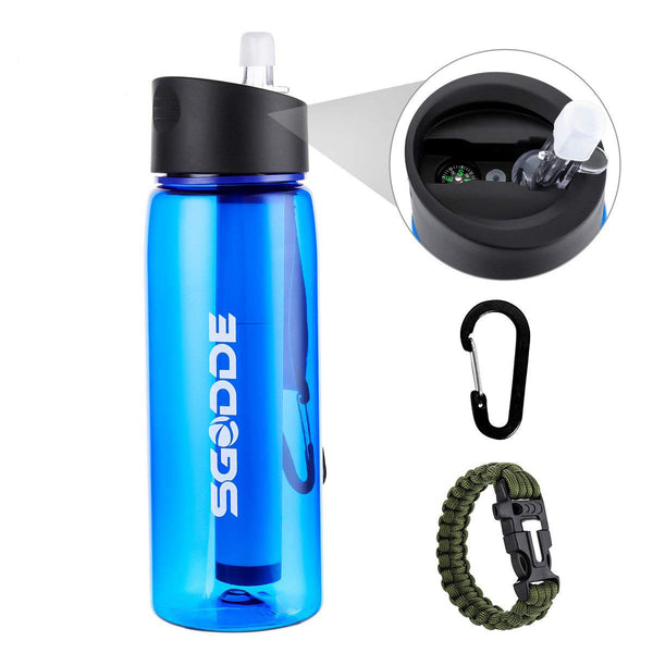 SGODDE 22.2 OZ Sports Water Bottle BPA Free  with Filter Outdoor Portable Travel