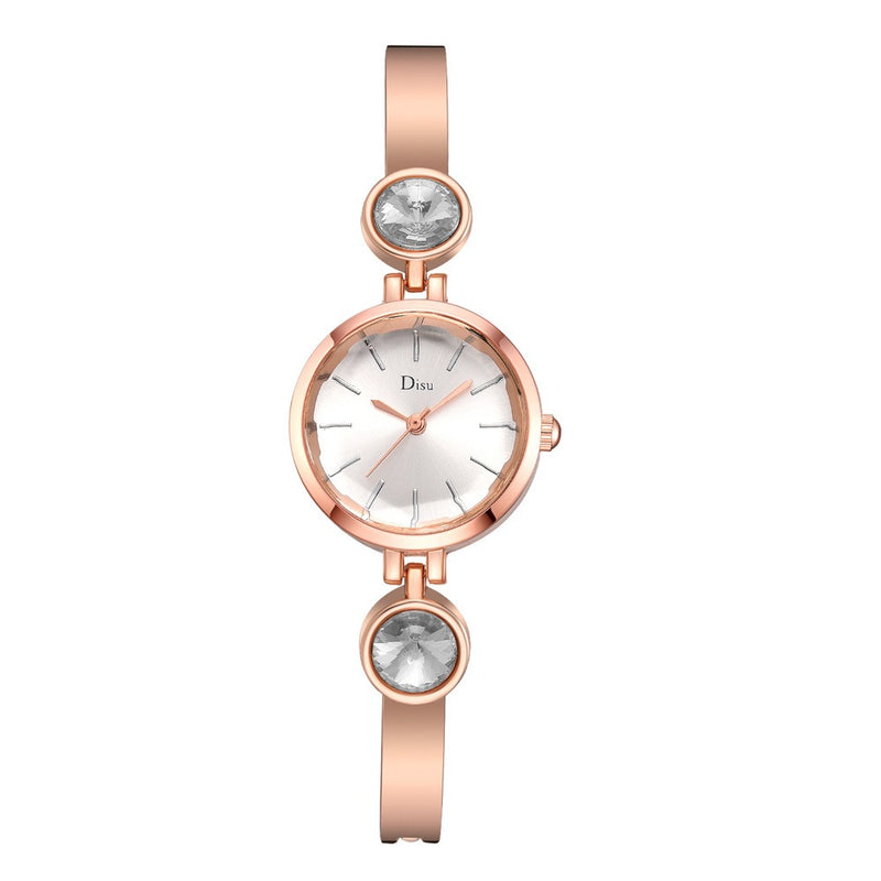 Elegant Big Crystal Alloy Strap Slim Ladies Dress Bracelet Women Simple Dial Quartz Watch