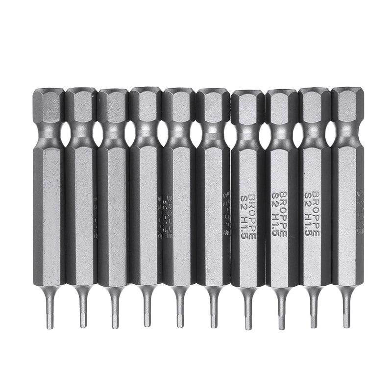 BROPPE 10Pcs Magnetic Hexagon Hex Screwdriver Bits H1.5/H2/H2.5/H3/H4/H5/H6 1/4 Inch Hex Shank Screwdriver Set For Bosch