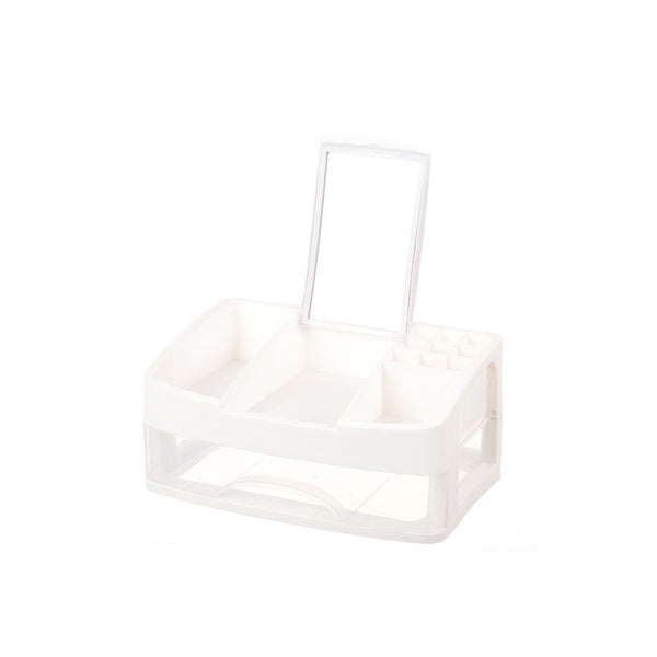 Multifunctional drawer-type cosmetic storage box large creative desktop storage box plastic cosmetic box with mirror Desktop Organizer