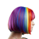 Anime Rainbow Wigs Colorful BOB Head Short Hair Wig Full Bangs High Temperature Wire Headcover Cosplay Hair Wigs
