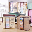 Foldable Non-Woven Quilt Bag Large Comforters Clothes Storage Bag Container Blankets Organizer w/ Handle Window
