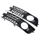 Car Fog Lights Cover Black Mesh Grille with Flowing LED Turn Signal Lamp White DRL for Audi A4 B6 2001-2005