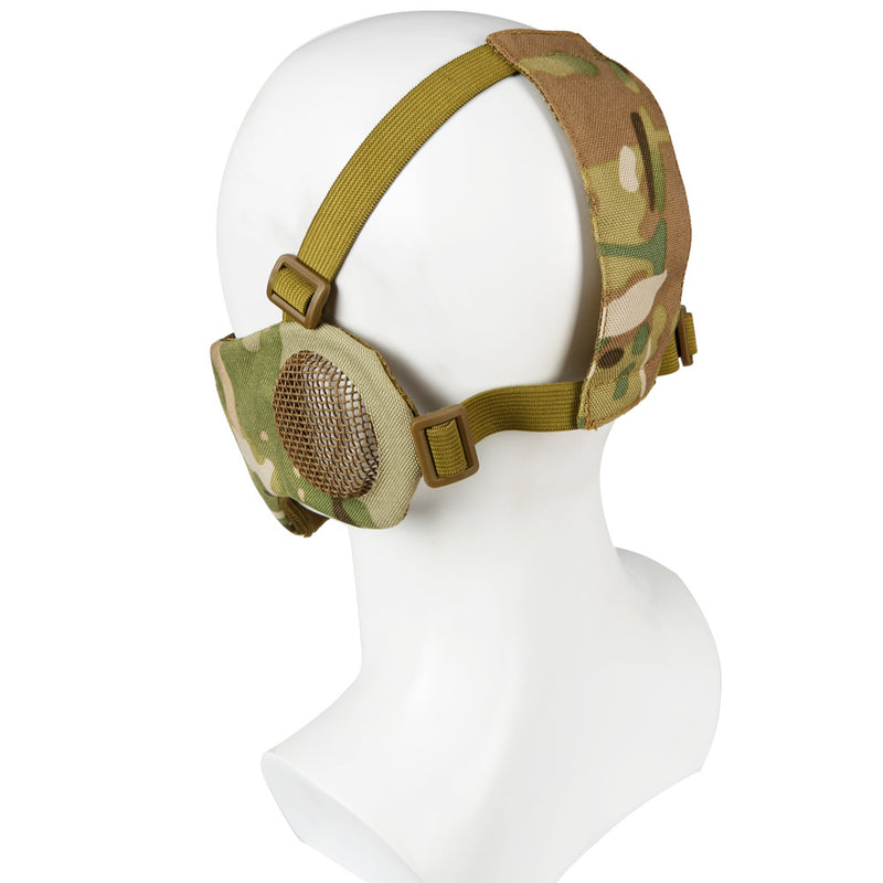 Steel Wire Mask Outdoor Hunting Breathable Tactical Mesh Half Face Protective Mask Earmuffs Version