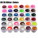 36 Color Glitter Powder UV Gel Extender Nail Art Design Set