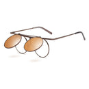 Steam Punk UV400 Sunglasses Polarized Lens Flip-ope Vintage Round