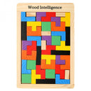 Topacc Wooden Tetris Puzzle Tangram Jigsaw Brain Teasers Game Toy Building Blocks Game Colorful Educational Kid Toy