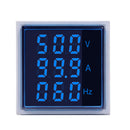 3pcs Geekcreit 3 in 1 AC 60-500V 100A Square Blue LED Digital Voltmeter Ammeter Hertz Meter Signal Lights Voltage Current Frequency Combo Meter Indicator Tester With Round CT
