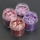 Pink Purple Mixed Glitter Powder 1mm Sequins Shining Dust Nail Art Decoration Eye Shadow 10ml